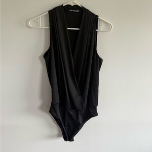 SHEIN Black Sleeveless Draped Bodysuit